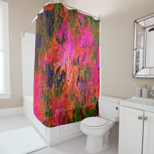 Kronkelig psychedelisch zwart licht leuk....... douchegordijn (In situ)