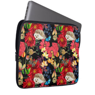 Kronkelige bossen bloeien – flora & fauna patroon laptop sleeve
