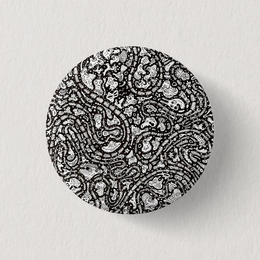 Kronkelige Cartoon Grappige Gezichten Ontwerp Ronde Button 3,2 Cm (Voorkant)