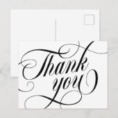 Kronkelige Elegante Zwarte Script Bedankt Briefkaart (Voorkant / Achterkant)