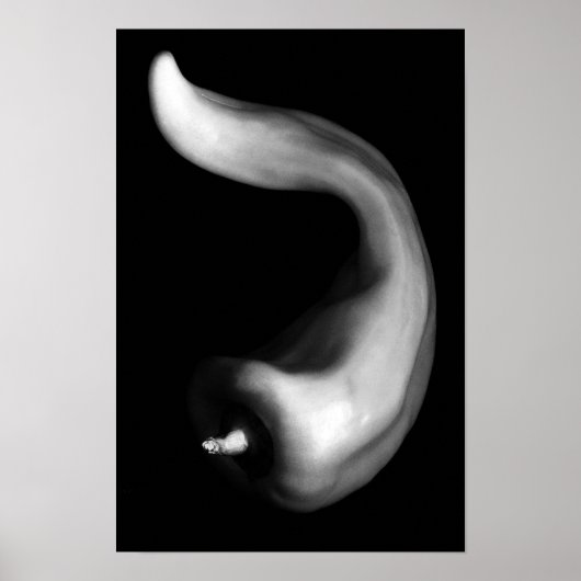 Kronkelige Paprika Close-up Zwart-wit Fotografie Poster (Voorkant)