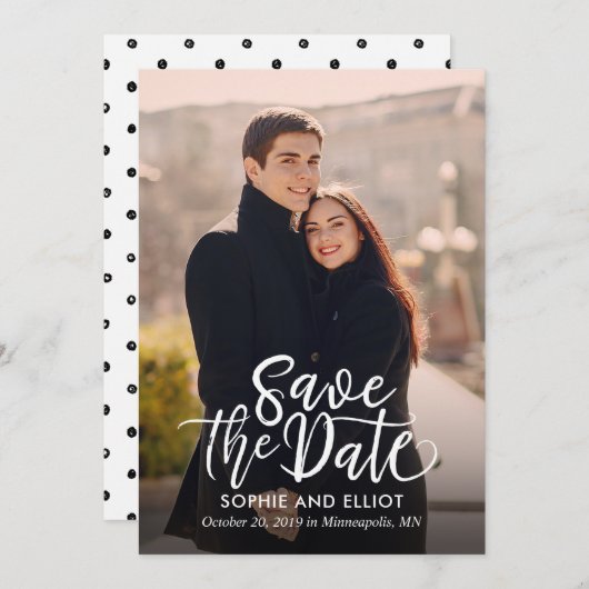 Kronkelige Script Weddenschap Save the Date Card (Voorkant / Achterkant)