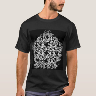 Kronkelige Vijfhoek Wit Op Zwart T-shirt