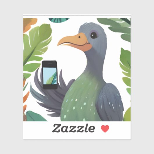 Kronkelige vogel passeert tijd sticker (Vel)