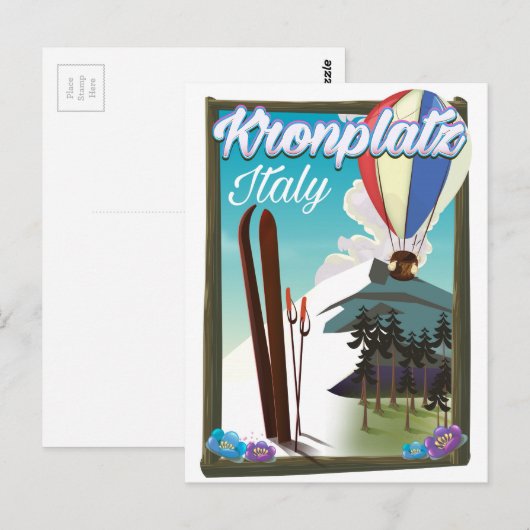 Kronplatz Italië skiposter Briefkaart (Voorkant / Achterkant)