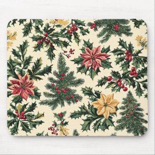 Kroom Rode Poinsettia Hulst Kerst Patroon Muismat