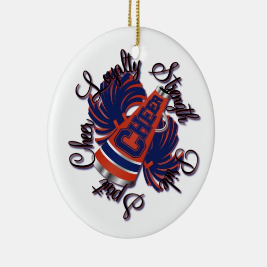 Kroomblauw en Oranje  sierbloem Keramisch Ornament (Rechts)