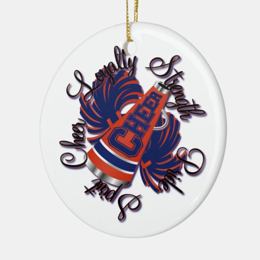 Kroomblauw en Oranje sierbloem Keramisch Ornament (Links)