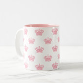 Kroon 01 - Roze op wit Tweekleurige Koffiemok (Voorkant links)