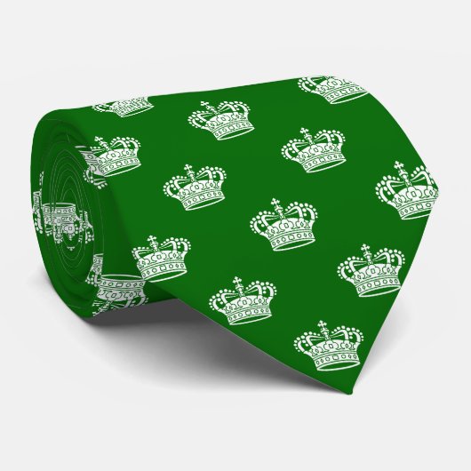 Kroon 01 - Wit op Diep Groen Stropdas (Opgerold)