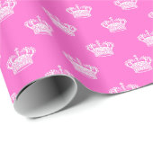 Kroon 01 - Wit op Roze Cadeaupapier (Rol Hoek)