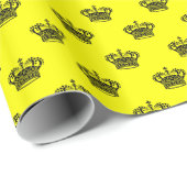 Kroon 01 - Zwart op geel Cadeaupapier (Rol Hoek)