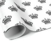 Kroon 01 - Zwart op wit Cadeaupapier (Rol Hoek)