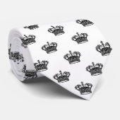 Kroon 01 - Zwart op wit Stropdas (Opgerold)