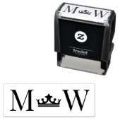 Kroon #2 Paar Bruiloft 2 Initiaal Monogram Zelfinktende Stempel (In situ)