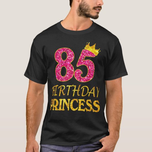 Kroon 85e Verjaardag Prinses Meisje 85 jaar oud T-shirt (Voorkant)