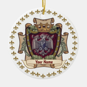 Kroon Banner Adelaar Achternaam Keramisch Ornament