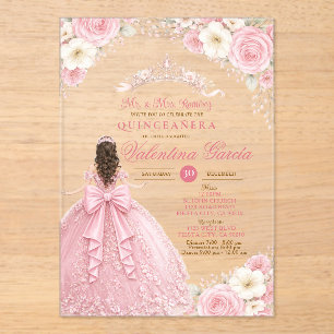 Kroon Blush Roze Quinceañera Tiara 15 Jaar Acryl Uitnodigingen