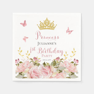 Kroon   Butterflies Floral Princess 1st Birthday Servet