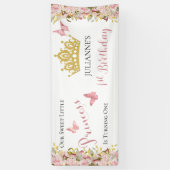 Kroon | Butterflies Floral Princess 1st Birthday Spandoek (Verticaal)