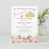 Kroon | Butterflies Floral Princess 3rd Birthday I Kaart (Staand voorkant)