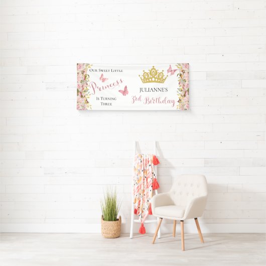 Kroon | Butterflies Floral Princess 3rd Birthday Spandoek (Insitu)