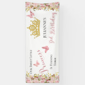 Kroon | Butterflies Floral Princess 3rd Birthday Spandoek (Verticaal)