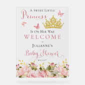 Kroon | Butterflies Floral Princess Baby shower Acryl Bord (Voorkant)