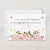 Kroon | Butterflies Floral Princess Baby shower Bedankkaart (Achterkant)