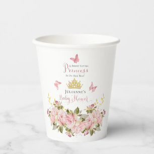 Kroon   Butterflies Floral Princess Baby shower Papieren Bekers
