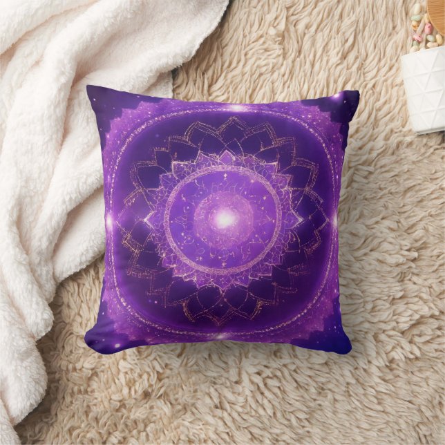 Kroon Chakra Paarse Mandala Kussen (Deken)
