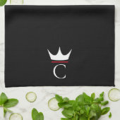 Kroon Chef Monogram Zwart Wit Theedoek (Gevouwen)