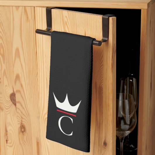 Kroon Chef Monogram Zwart Wit Theedoek (Derde Gevouwen)