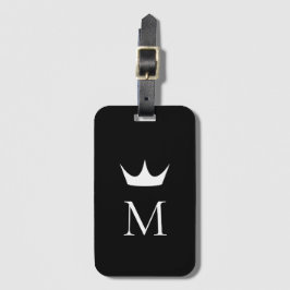 Kroon Elegant Monogram Zwart-wit Bagagelabel