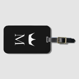 Kroon Elegant Monogram Zwart-wit Bagagelabel