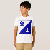 Kroon en Anchor Blue White T-Shirt (Voorkant volledig)