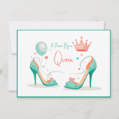 Kroon en hoge hakken – Glamoureus Pink & Mint Them Kaart (Voorkant)