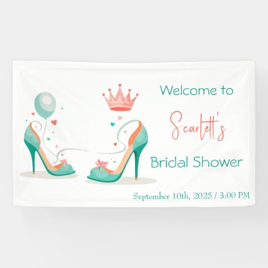 Kroon en hoge hakken – Glamoureus Pink & Mint Them Spandoek (Horizontaal)