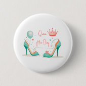 Kroon en hoge hakken – Glamoureuze roze en mintthe Ronde Button 5,7 Cm (Voorkant)