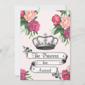 Kroon en Rozen Princess Arrived Birth Announcememe Aankondiging (Voorkant)