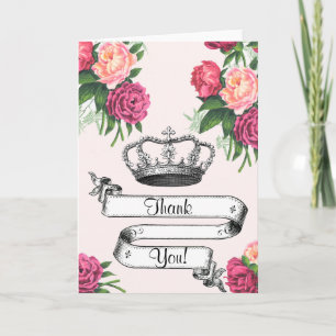 Kroon en Rozen Princess Hartelijk dank Bedankkaart