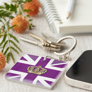 Kroon en Union Jack Patriottische Sleutelhanger