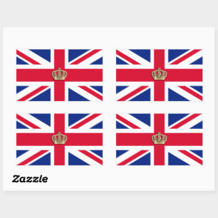 Kroon en Union Jack Vlag Rechthoekige Sticker