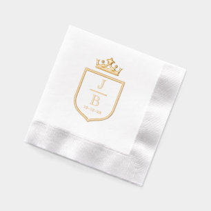 Kroon Familiewapen 2 Initiaal Trouw Monogram #2CA Folie Servetten