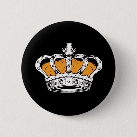 Kroon - Geel Ronde Button 5,7 Cm (Voorkant)