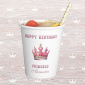 Kroon Glitter Roze Sprookje Prinses Verjaardag Papieren Bekers