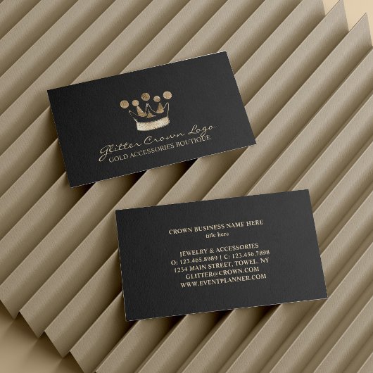 Kroon Goud Glitter Accessoires Visitekaartje
