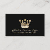 Kroon Goud Glitter Accessoires Visitekaartje (Voorkant)