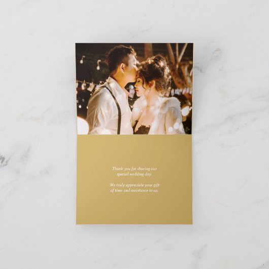 Kroon hart monogram goud wit bruiloft foto's bedankkaart (Binnen)