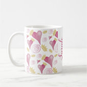Kroon Hart Roze Waterverf Monogram Koffiemok (Links)